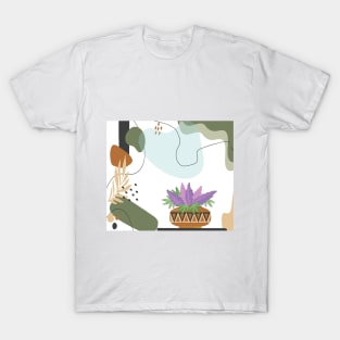 Colorful geometric flowers in a boho vase T-Shirt